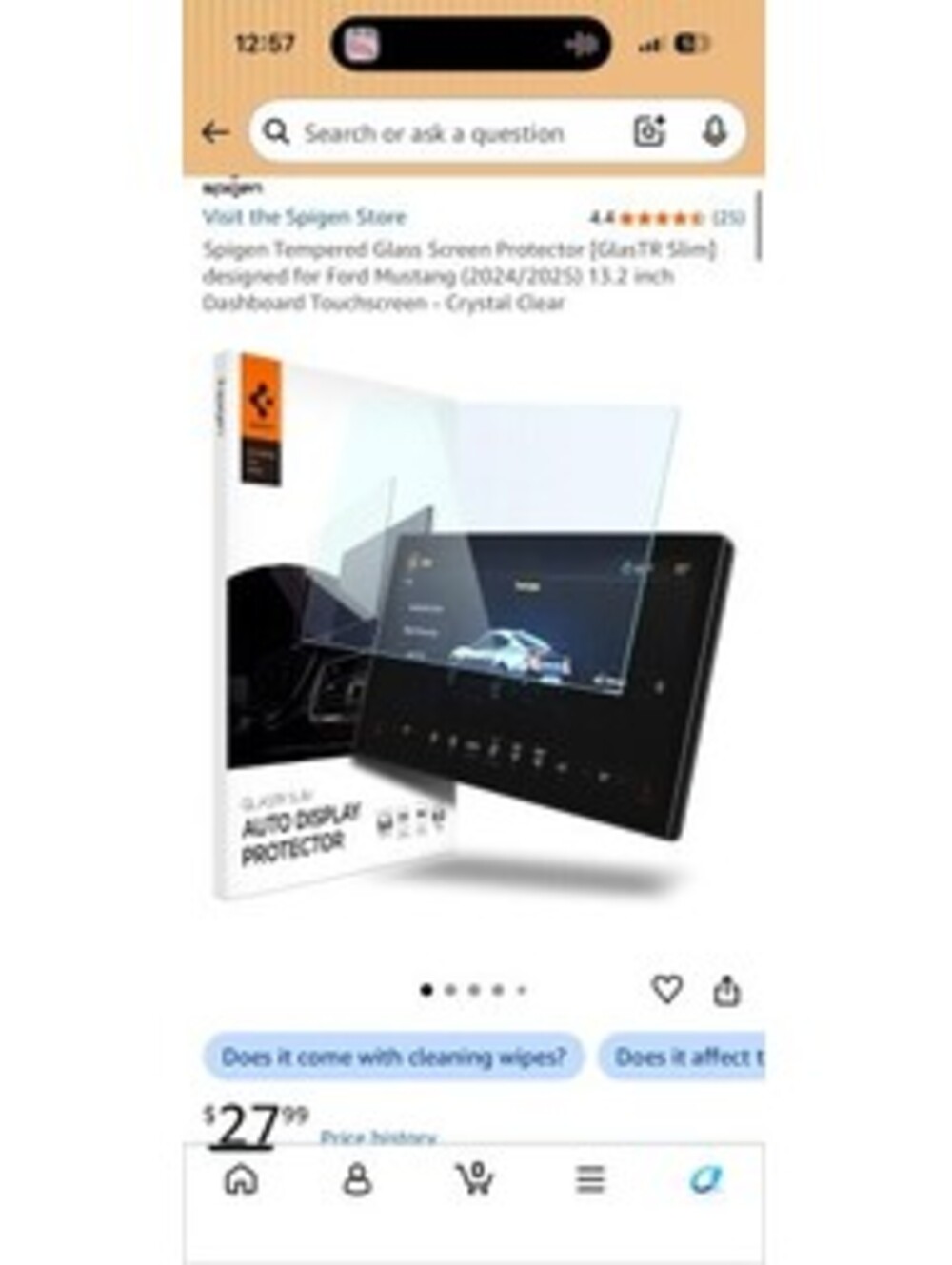Spigen Tempered Glass Screen Protector for Ford Mustang 2024/2025 13.2